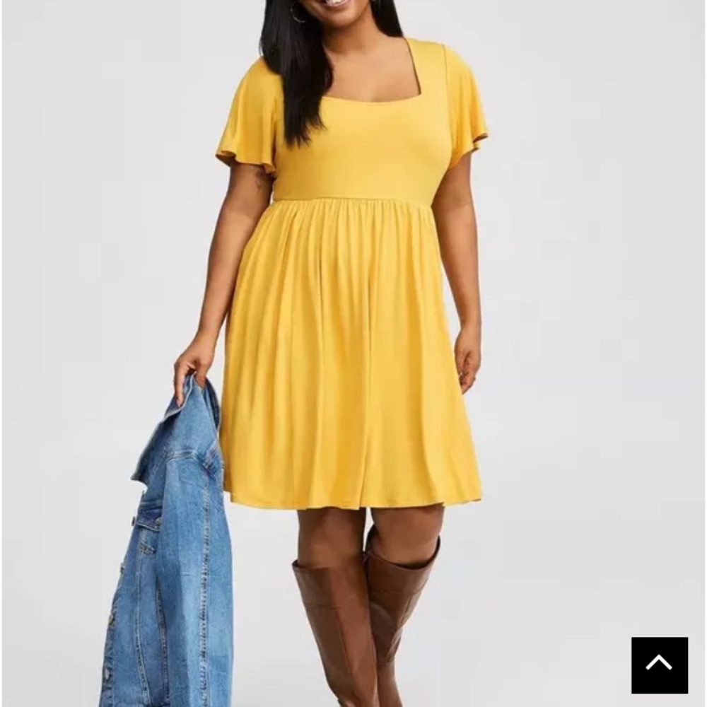 Torrid Yellow Midi Dress with Square Neck